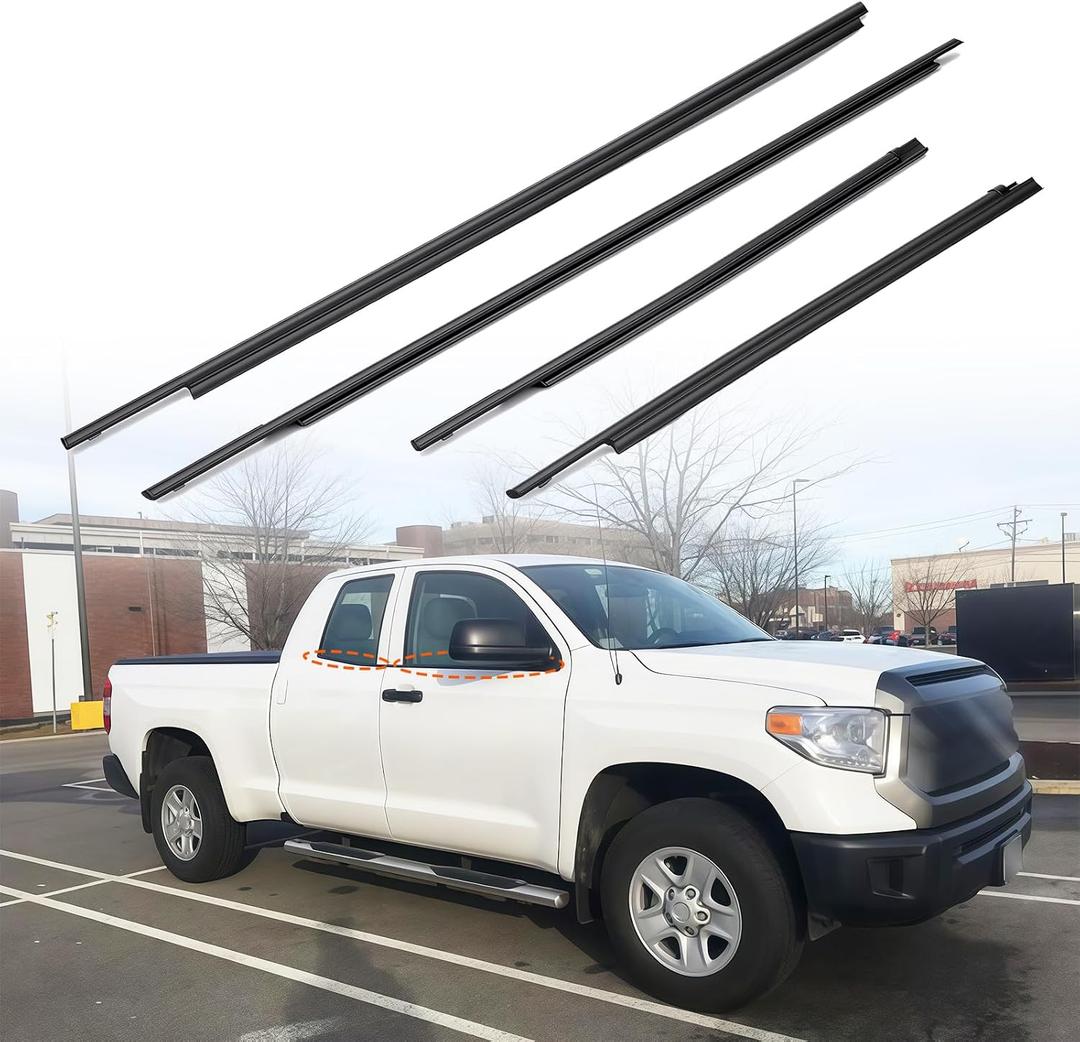 Weatherstrip Window Molding Trim Seal Compatible with 2007-2020 Tundra Double Cab Replaces 68160-0C020 68210-0C020 68163-0C010 68164-0C010