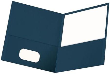 Pack Of 2 Oxford Twin-Pocket Folders, Textured Paper, Letter Size, Dark Blue, Holds 100 Sheets, Box of 25 (57538EE)