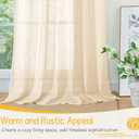 YoungsTex Linen Semi Sheer Curtains 63 Inch Length - Light Filtering Drapes with Back Tab Rod Pocket Lightweight for Living Room Window, Chamapgne, 2 Panels, 52 X 63 Inch (Champagne)