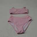 Lilosy High Waisted Tummy Control Ribbed Bikini Crop Top Brazilian Swimsuit Set 2 Piece (Medium, Pink)