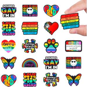 AnyDesign 12 Pcs Gay Pride Silicone Focal Beads Rainbow Love LGBT Lesbian Rubber Loose Beads for DIY Crafts Pen Keychain Making Accessories