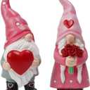 Gnomes Valentines Decorations Table Ornaments - 2 Pc Christmas Gnome Figurines Valentine's Day Decor Gifts for Him Resin Handmade Sweet Mr and Mrs Gnomes Decor for Home 5.25 H inch Newman House Studio