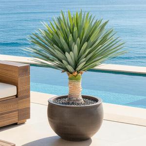23.6inch Artificial Agave Plant with 160 Leaves Faux Outdoor Plants Large Fake Agave Plant with Matte Black Pot, Realistic Artificial Plants for Indoor Home Patio Porch Garden Decoration