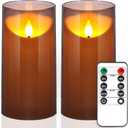 NURADA Flameless Candles with Remote Timer: 3D Wick Battery Operated Led Pillar Unbreakable Acrylic Fake Candle Set for Home Decoration Romantic Ambiance - Pure White Pack Of 2