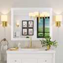 Amorho Bathroom Mirror, 40X32 Inch White Thick Metal Framed Wall Mirrors for Vanity, Bedroom, Living Room, Entryway, Rectangle Wall-Mounted Mirrors(Horizontal/Vertical).
