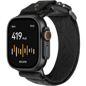 Aulumu C03 Snap Functional Titanium Buckle for Apple Watch Ultra (3/2/1) Nylon Band | Luxury Embossed Texture Knit | Quick-release Design | iWatch Bands for 49/46/45/44MM