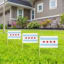 12 Piece Small Chicago Flag 5 x 8 Inch Inserted on Stick Handheld Mini Small Chicago Flag with Safety Spear Top, Patriotic Holiday Yard Decor