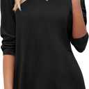 Zeagoo Long Sleeve Shirts for Women Fall V Neck Tops Casual Dressy Blouse Boho Tunic Business Work Clothes School Outfit (Black)