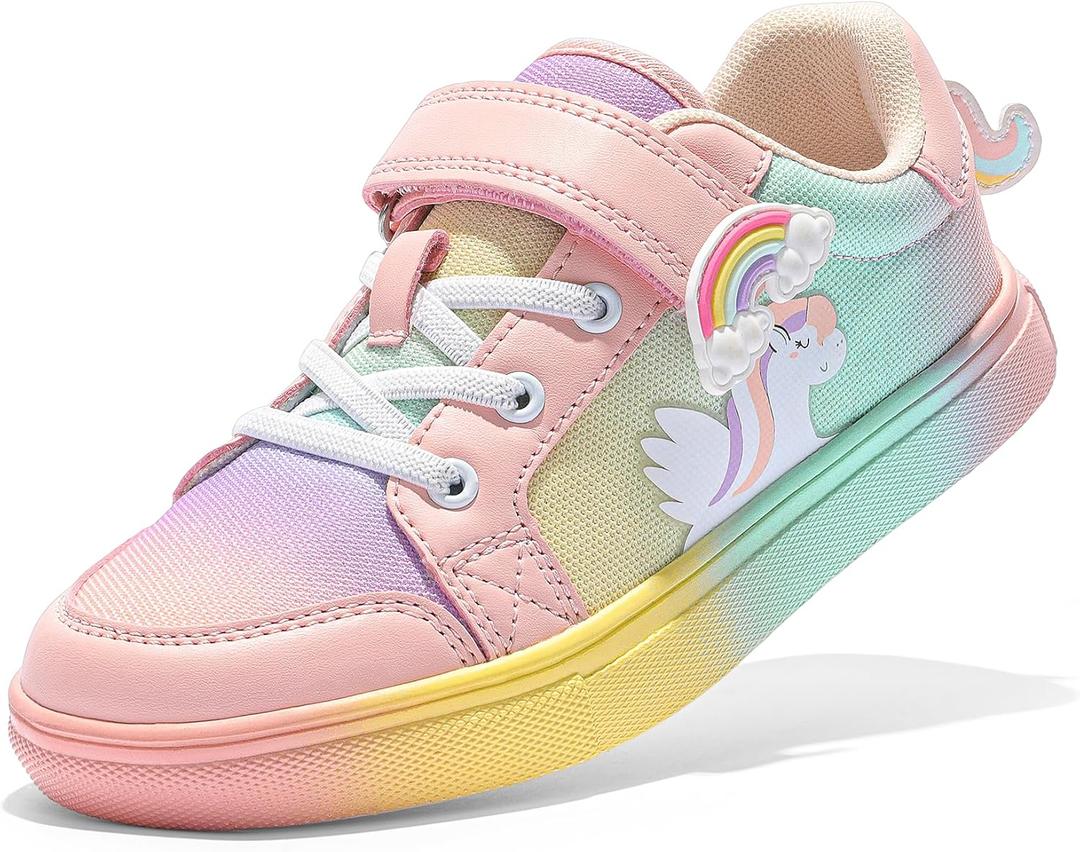 DREAM PAIRS Girls Shoes Toddler Sneakers Rainbow Storybook Casual School Walking Footwear for Toddler/Little Kids,Size 11 Little Kid,Rainbow/Pink,SDFS2308K
