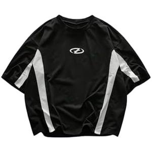 SOLY HUX Men's Short Sleeve T Shirts Streetwear Color Block Graphic Tees Unisex Casual Summer Tops, Medium