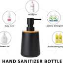 Soap Dispenser Plastic Bamboo with Pump Liquid Hand Lotion Dispenser for Shampoo Bathroom Kitchen 12 oz Black 2 Pack