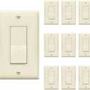 ENERLITES 3-Way Decorator Paddle Rocker Light Switch with Wall Plate, Gloss Finish, Single Pole or Three Way, 3 Wire, Grounding Screw, 15A 120V/277V, UL Listed, 93150-LAWP, Light Almond (10 Pack)