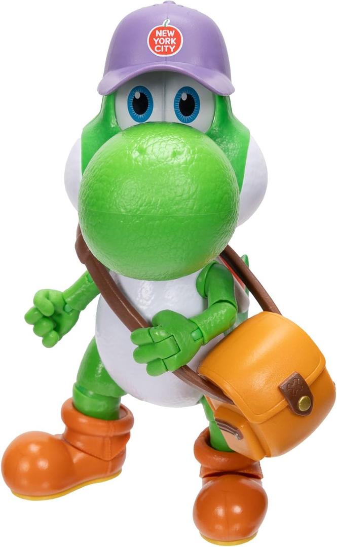 The Super Mario Galaxy Movie 5 Action Figures Series 1 Yoshi Figure with Hat, Sunglasses, and Satchel Accessories - Premium Details 20 Points of Articulation