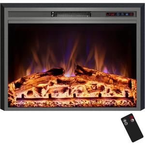 Electric Fireplace, Electric Fireplace Inserts, Recessed Fireplace Heater with Remote Control, Adjustable Flame Colors, Timer&Overheating Protection, 750/1500W, 35" W X 27" H