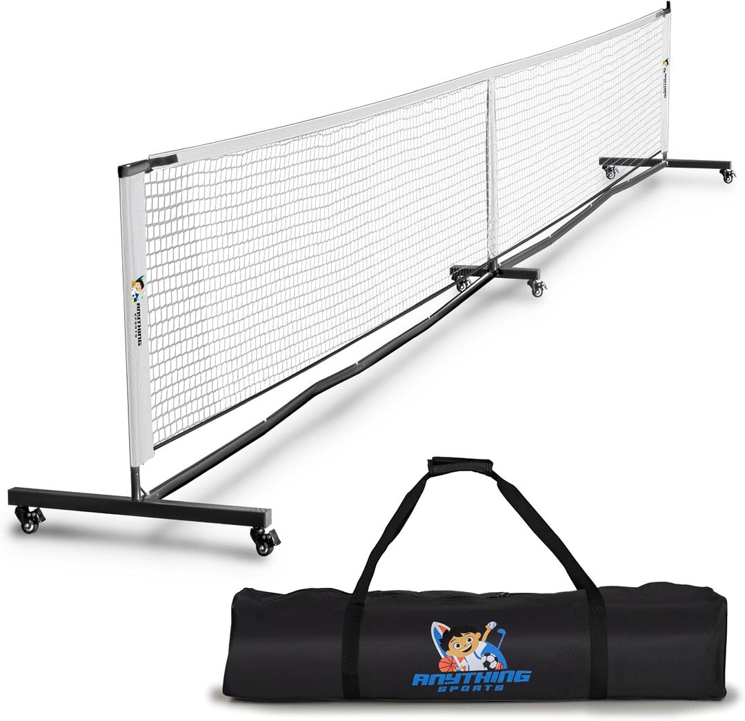 Deluxe Heavy Duty Pickleball Net with Wheels – Regulation Size Portable Net System with Lockable Wheels & Wheeled Carry Case | Tournament-Ready, Fast Setup | Backyard, Driveway, Gym & Court Use, 22 feet x 3 feet
