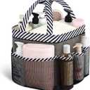 Attmu Mesh Shower Caddy Portable for College Dorm Room Essentials with 8 Pockets, Hanging Shower Caddy Dorm Basket, Quick Dry Shower Bag for Bathroom (White Black)