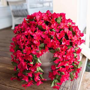 Faux Bougainvillea Artificial Flowers Plants for Outdoors Outside Decoration, 2 PCS Fake Flowers Silk Long Trailing Vines UV Resistant Realistic for Front Door Porch Planter Urn Patio Balcony Hot Pink