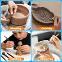 3.4FL OZ Air Dry Clay Glaze & 25pcs Tool Kit, Gloss Clay Varnish Protective Sealant to Prevent Cracking, Scratching & Wear - Pottery Tools for Stippling, Carving, Molding & Shaping Clay Crafts (Gloss)