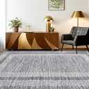 GarveeHome 8x10 Large Washable Area Rug Modern Bordered Rug Distressed Geometric Floor Carpet, Soft Non Slip Rug, Low Pile Non Shedding Rug, Indoor Gray Rug for Bedroom, Living Room