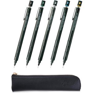 Graph 1000 for Pro Mechanical Drafting Pencil Set (0.3mm / 0.4mm / 0.5mm / 0.7mm / 0.9mm), qullity original Black slim pen case