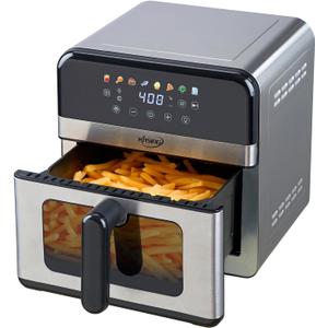 Air Fryer with Window Visible 8-in-1,Compact & Large 7.5-Qt,Up to 85% Less Oil,Roast, Bake, Dry, Reheat, Frozen, Broil,160-400 Even Results With Precise Temperature Control,Whole Metal Cover