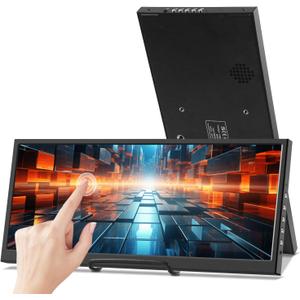 Prechen 12.3 Inch Touchscreen Secondary Monitor, IPS Stretched Bar LCD Travel Touch Display 1920 * 720 HDMI USBC, Portable Touch Screen for Laptop Computer Windows Aida64 GPU CPU RAM Monitoring