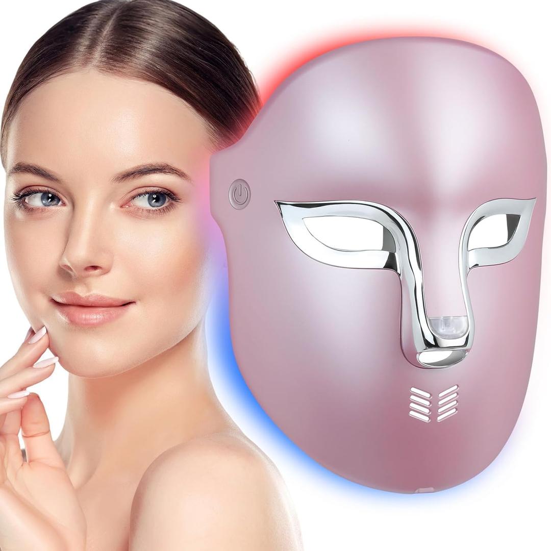 FSA Red Light Therapy Mask : Target Acne Removal,Wrinkles Redness,Wirless Remote,Salon Grade HSA Infrared Face Mask, Anti Aging Skincare for Home ,2000mAh Rechargeable Led Light Therapy Facial Mask (Pink)