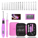 18 Size Counting Light Up Crochet Hook,Digital Crochet Hooks with Stitch Counter,Lighted Metal Crochet Needle with Case