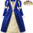 ReliBeauty Medieval Costume Girls Renaissance Princess Queen Costume for Girls Dress up, Blue, 150