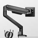 monTEK Deluxe Aluminum Monitor Arm with USB A/C for 17 to 40 Inch Curved Screens Fully Adjustable Single Monitor Arm with Clamp/Grommet, Quick Release Plate, Cable Management, VESA 75/100