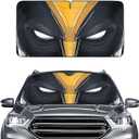GENANY Black Yellow Masked Eyes Windshield Sun Shade 64x32 Inch Silver Car Shade for SUV Truck Summer Parking Heat Blocker