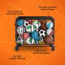 Houseables Ball Cart, Ball Storage, Basketball Cart, Basketball Storage Bin, Sports Equipment Organizer, Holder Cage with Wheels, Volleyball, Gym, Recess, Soccer, Playground, PE, Large Metal Basket