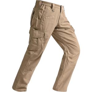 SPOSULEI Mens Tactical Pants Ripstop Cargo Work Pants with 9 Pockets Water Resistant Breathable Hiking Construction Pants (38W x 34L, Dark Khaki)