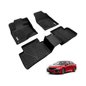 YITAMOTOR Floor Mats Fit for 2016-2021 Honda Civic Coupe/Sedan/Type R, 2017-2021 Honda Civic Hatchback, Custom Fit Civic Floor Liners, 1st & 2nd Row