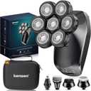 7D Head Shavers for Bald Men - 5 in 1 kensen Electric Head Hair Shaver, Christmas Gift Head Electric Razor with Nose Hair & Beard Trimmer Cordless IPX6 Waterproof Wet Dry LED Display Travel Case (Black)