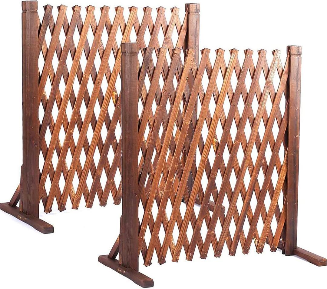 uyouous Garden Fence Wood Garden Fencing 2 Pack Extendable Instant Fence Wooden Garden Fence Expandable Freestanding Wood Garden Trellis Fence for Home Yard Garden Indoor Outdoor
