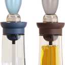 Oil Dispenser with Brush - 2 Pack Glass 2 IN 1 Olive Oil Dispensing Bottle with Basting Brush for Cooking Frying Baking Kitchen, 180ml, T-OB21 Blue+Grey