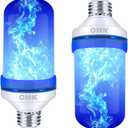 OMK - Blue Flame Christmas Decor LED Flame Effect Light Bulbs - Upgraded 4 Modes Fire Simulated Lamps - Christmas Gifts, Party, Indoor/Outdoor Decoration Lights (Blue 2)