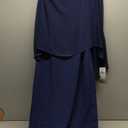 S.L. Fashions Women's Long Mother of The Bride Column Dress with High Low Overlay and Back Slit, Navy, Size 6