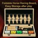 Horse Race Board Game, Magnetic Horse Racing Game with 100 Chips, 12 Magnet Wooden Horses, 2 D12 & 2 Cards, Thickened Solid Wood Horse Game Set Luxury Board Games for Family Nights Party Gifts