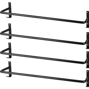 4Pcs Heavy Duty Horse Blanket Rack with Bridle Hooks, Wall Mounted Assembled Blanket Bar, Saddle Pad Rack for Horse Tack Storage, Black