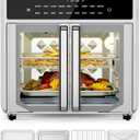 Air Fryer Toaster Oven Combo,15.8Qt Small Countertop French Door Oven,18 Presets & 1 Preheat & Light, Airfryer Basket,Wire Rack,Baking Pan,Crumb Tray,Compact Design,Stainless Steel