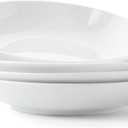 Pasta Bowls, 25.7oz Salad Bowl White Bone China Soup Bowls, 8 inch Pasta Bowls Set of 4 Lighten Wide Shallow Kitchen Plates for Serving Dinner - Microwave Dishwasher Safe, Kitchen Gifts