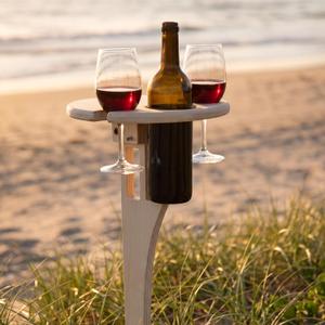 Amyhill Portable Folding Wine Table Picnic Beach Wine Table Outdoor Wooden Bottle Stand for 2 Glasses Handmade Rack Gift for Outdoor Camping Beach Barbecuing Picnic Essentials, 16.14 x 9.84 x 9.84 inches