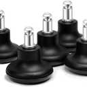 Bell Glides Replacement Office Chair or Stool Swivel Caster Wheels to Fixed Stationary Castors, Low Profile Bell Glides with Soft Rubber Bottom Instead of Self Felt Pads, Chair Feet Wheel Stopper