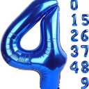 Numbers Balloons 40 Inch 4 Navy Blue Balloons for 4th Birthday Party, Number 4 14 40 Balloons