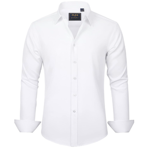 J.VER Men's Dress Shirts Solid Long Sleeve Stretch Wrinkle-Free Formal Shirt Business Casual Button Down Shirts