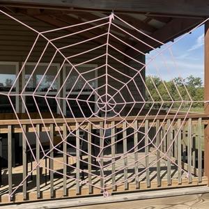 Pack Of 2 Spider Webs Halloween Decorations,11.8ft 9 Coils Large Fake Halloween SpiderWebs for Indoor and Outdoor, Multicolor Big Giant Rope Webs Cobwebs Home Wall Decor Party Supplies Props, Light Pink