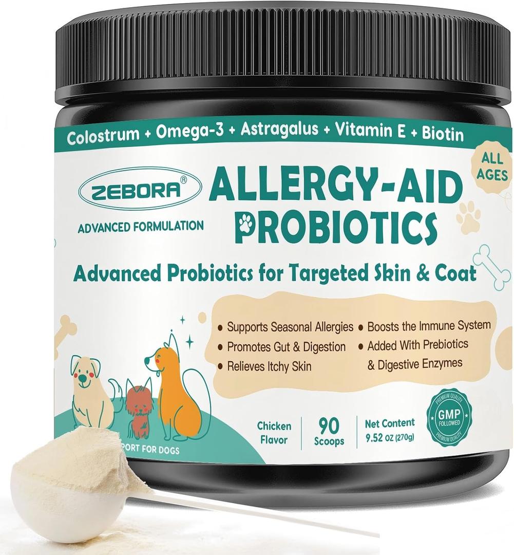 2 x ZEBORA Dog Allergy Relief - Dog Itching Skin Relief, Advanced Skin Probiotics for Dogs, Colostrum, Support Itchy Ears, Seasonal Allergies, Immune, Digestive Health, Alternative for Dog Allergy Chews