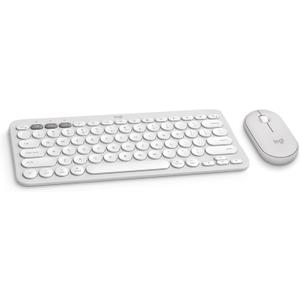 Logitech Pebble 2 Combo for Mac, Wireless Keyboard and Mouse, Slim, Quiet and Portable, Customizable, Bluetooth Mouse and Keyboard, Easy-Switch, for macOS, iPadOS - Tonal White